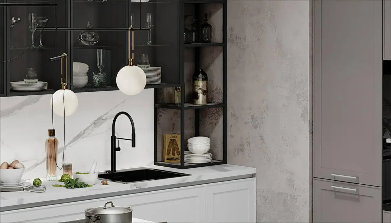 Фото рабочей зоны кухни ARTIS AVENUE со столешницей из камня