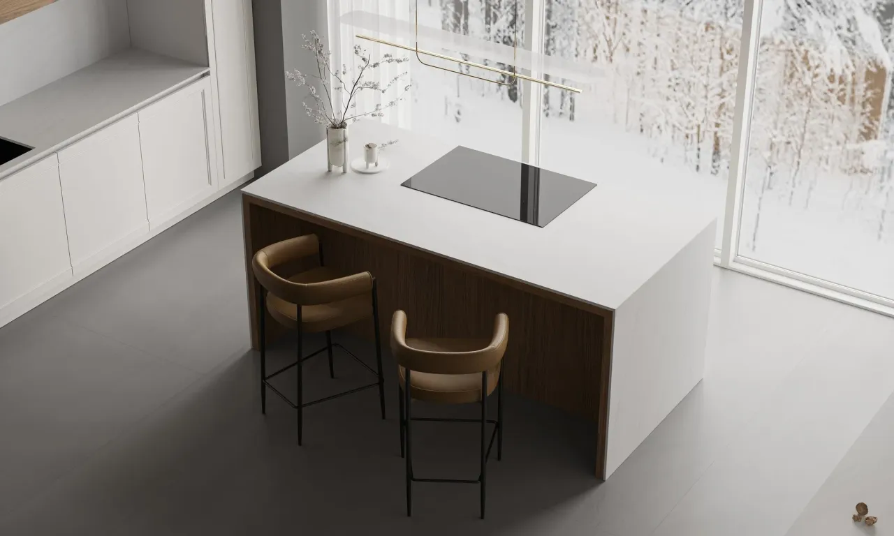 Кварцевая столешница Royal Marble на кухне AURORA