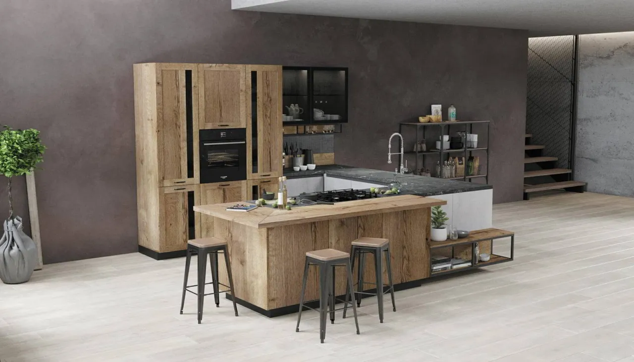 Фото кухни AUTENTIC с фасадами из дуба Галифакс табак в эко-стиле