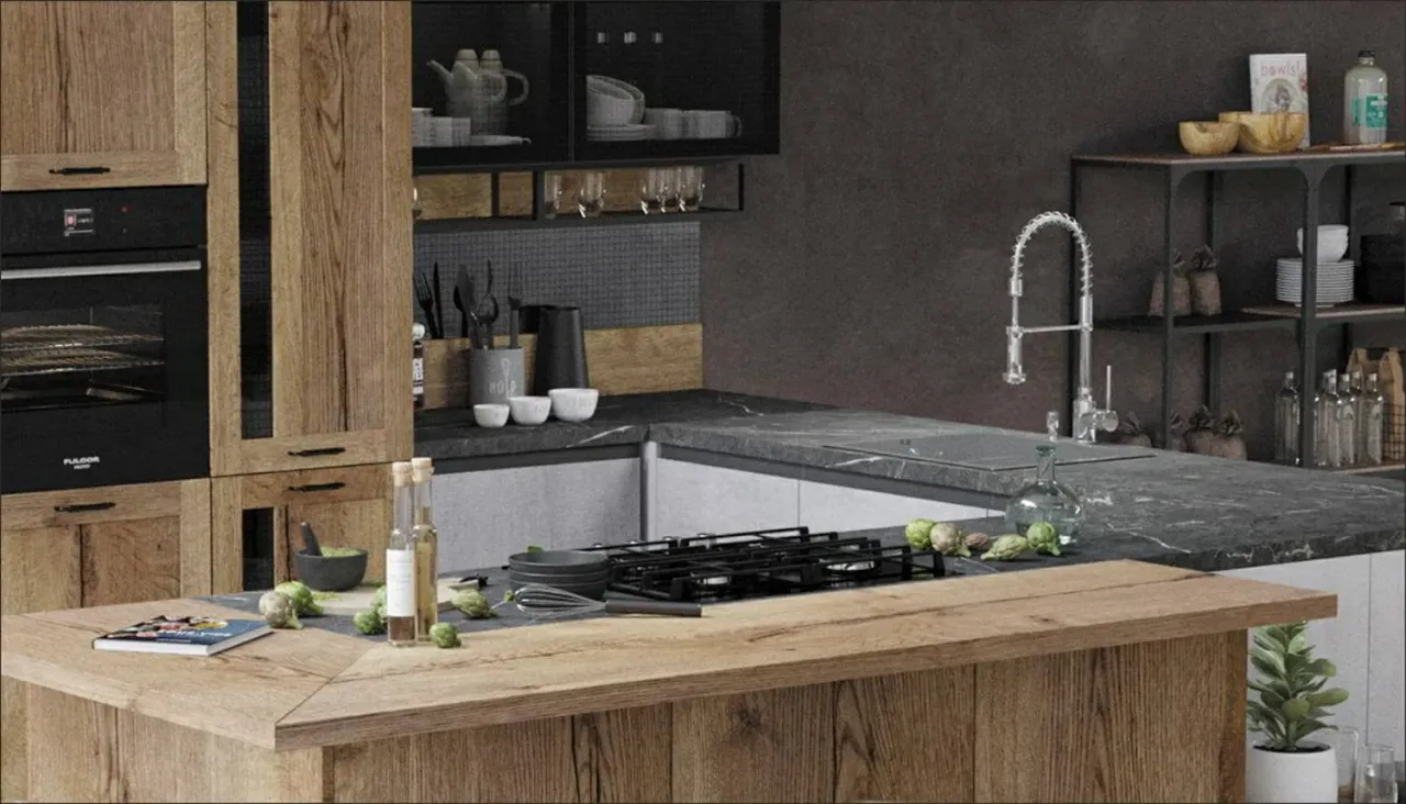 Столешница Cleaf Marble Petra чёрный на кухне AUTENTIC