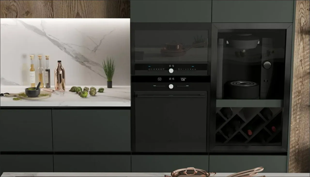 Столешница из мрамора Каррара белого на кухне MONTBLANC